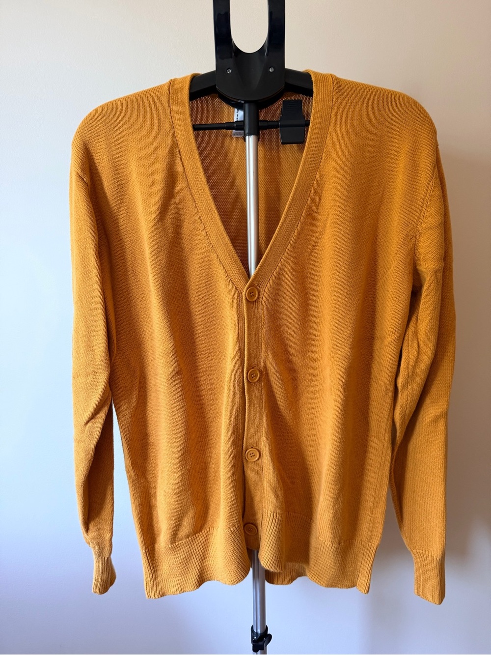 American Apparel Mustard Yellow Men's V-Neck Cardigan